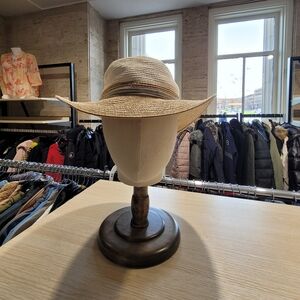 Straw Sun Hat with Brown Band - Columbia Size S/M